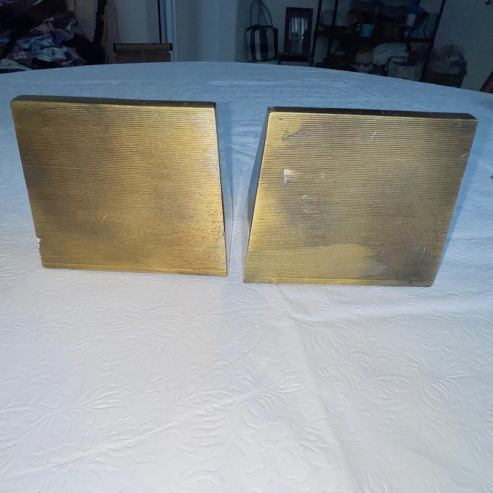 PM Craftsman Home Caduceus Medical Symbol OS Gold Brass Vintage Bookends